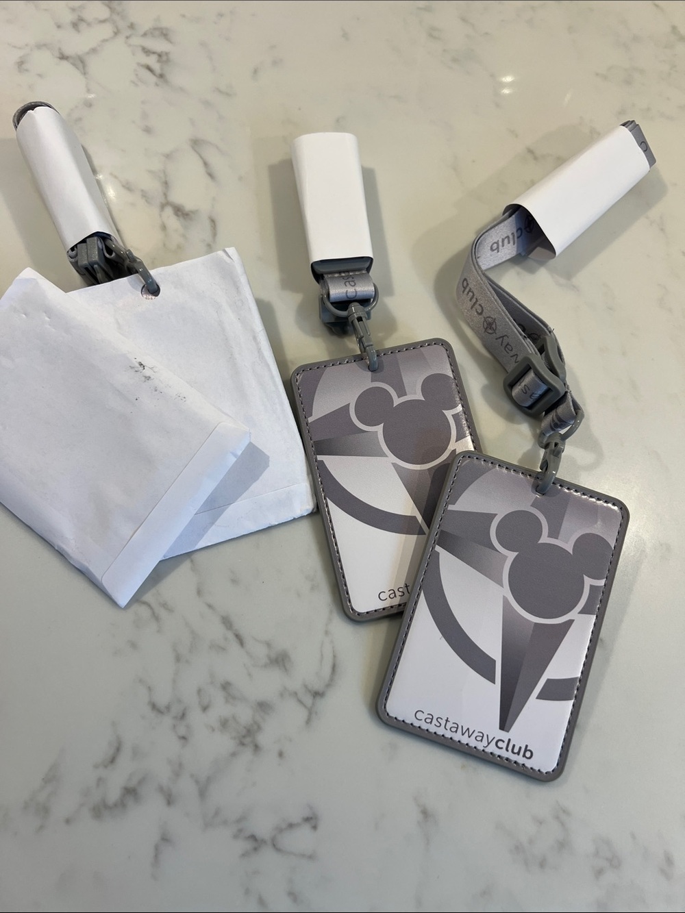 Castaway Club Luggage Tags – Gray & White Disney Mickey Design